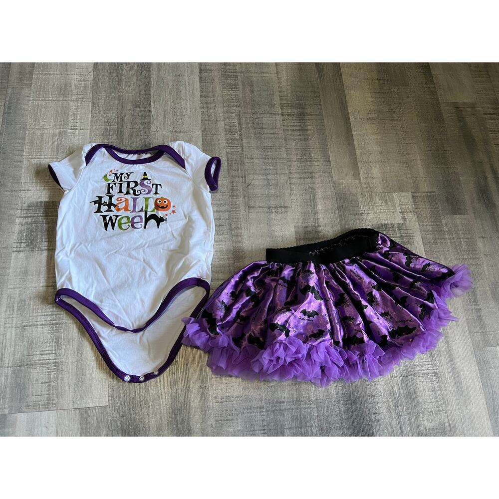 Baby Girl My First Halloween Outfits Size 6-9 M Purple Skirt Set